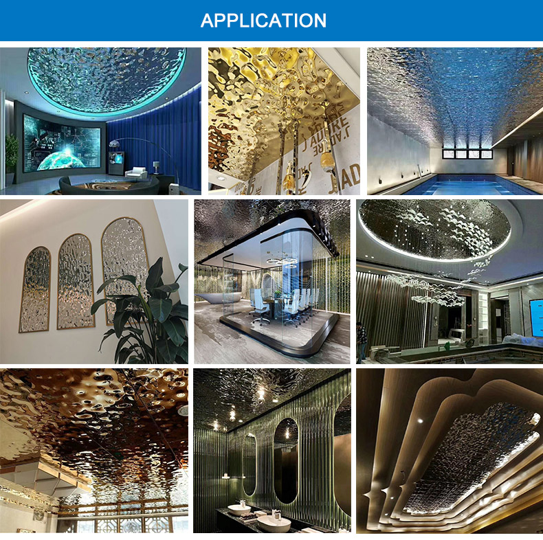 Low moq ripple surface mirror stainless steel sheet for ceiling decoration