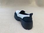Black White Thick Sole Loafers Womens British Style Thick Soled Leather Loafers