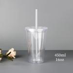Double Wall Reusable Plastic Acrylic Water Bottle Clear For Parties Birthdays