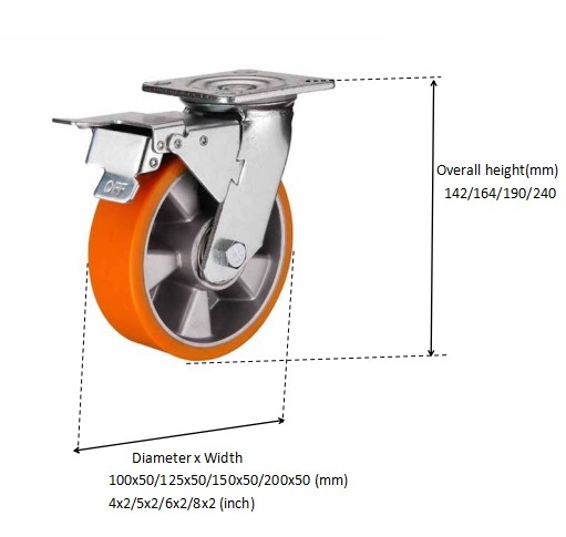 Aluminium Core PU Caster Heavy Duty