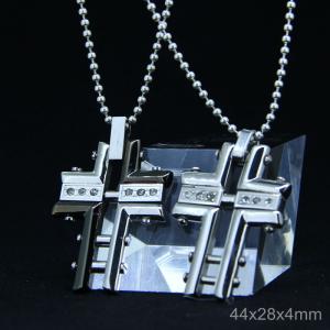 Wholesale Trendy Stainless Steel CZ Crystal Stones Inlay Cross Plus Symbol Necklace Pendant LDC80 from china suppliers