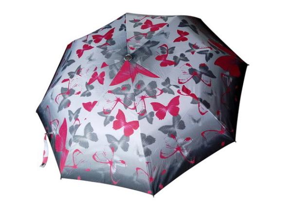 Manual Open Custom Travel Umbrellas Butterfly Flower Print Water Resistant