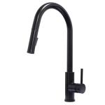 Lead free Matte black long neck kitchen faucet single handle black kitchen