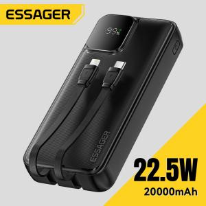 Wholesale ESSAGER ES-D023 22.5W Digital Portable 20000mAh Power Bank with Cable from china suppliers