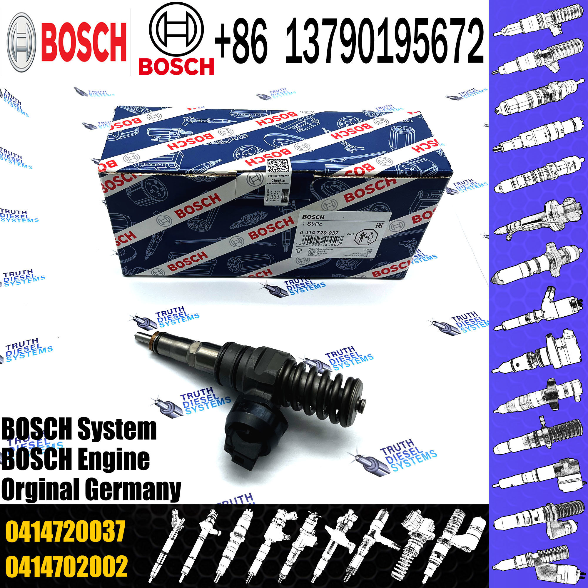 Common Rail Injector 0414720037 Diesel Fuel Injector Unit Injector System Nozzle 0414720037