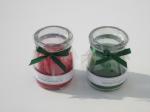 5.2x6.3cm Red & Green scented mini glass candle with printed label and green