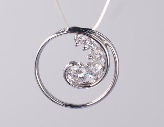 Geometric Series Round Delicate 925 Silver CZ Geometric Pendant Customizable