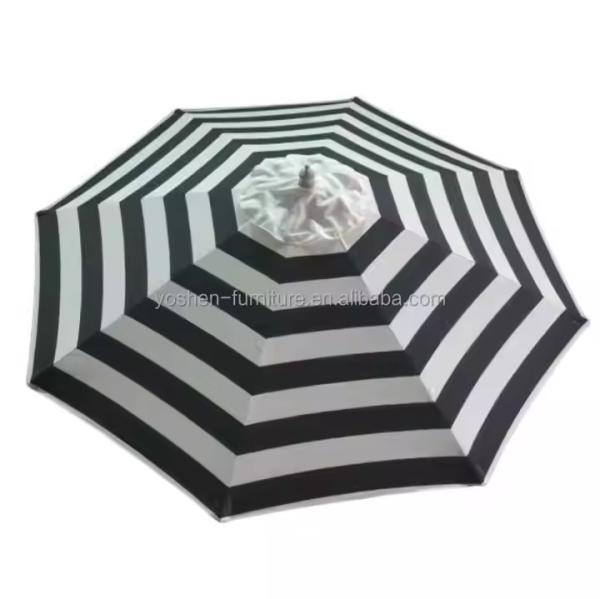9 ft Garden Umbrella Canopy Replacement Black White Strip Round Octagon Patio