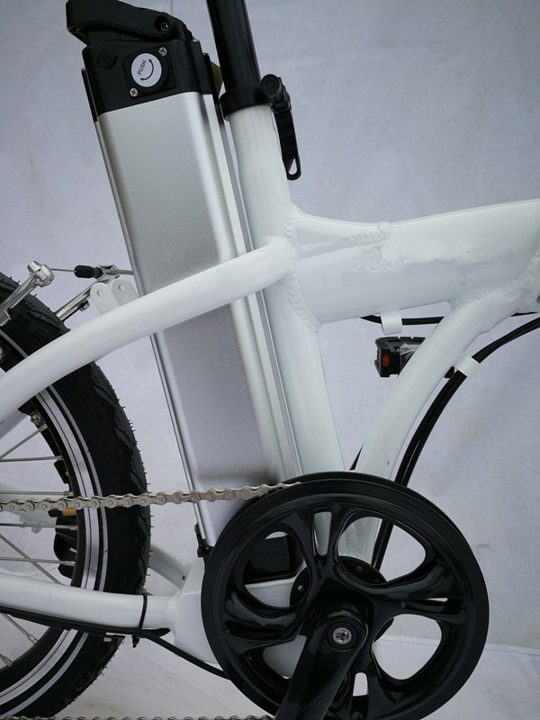 20 Inch Electric Bicycle With Pedal Assist 36V White Folding Electric Bike
