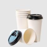 Leakproof 16oz Single Layer Disposable Tea Cups White Paper Cups And Lid