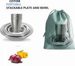 Stainless Steel Camping Plates Cups And Bowls Set. Camping Dish Set, Camping