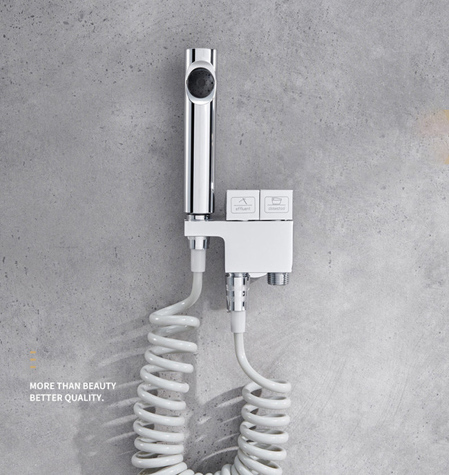 White Bathroom SS304 Accessories Portable Shattaf Bidet Wash Sprayer Set