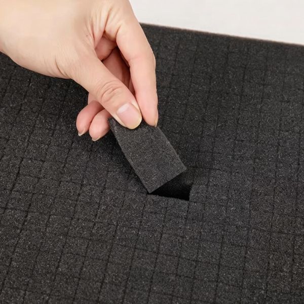 Black Pick And Pluck Foam Insert OEM Grid Foam Protective Packaging Foam Lining