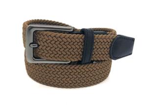 Wholesale Brown Color Mens Braided Stretch Belts With Zinc Alloy Metal Buckle from china suppliers