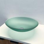 High Durability Glass Top Wash Basin With Center Drain Position