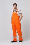 2 Side Pockets Orange Winter BIB Pants With Covered Metal Zip