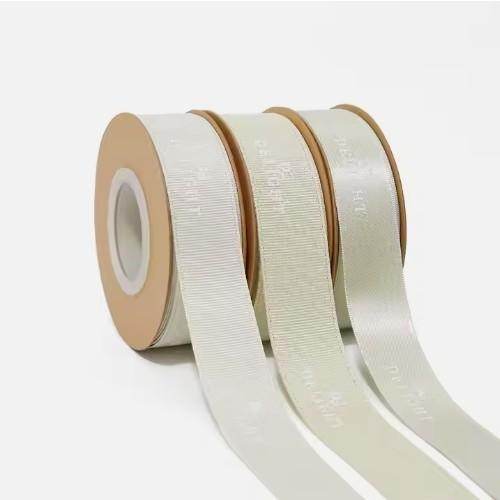 Custom Embossed Ribbon for Craft Packaging Sustainable Polyester Glitter Satin