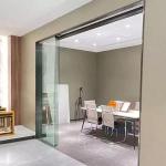 Interior Frameless Tempered Glass Sliding Door Synchronous Soft Closing