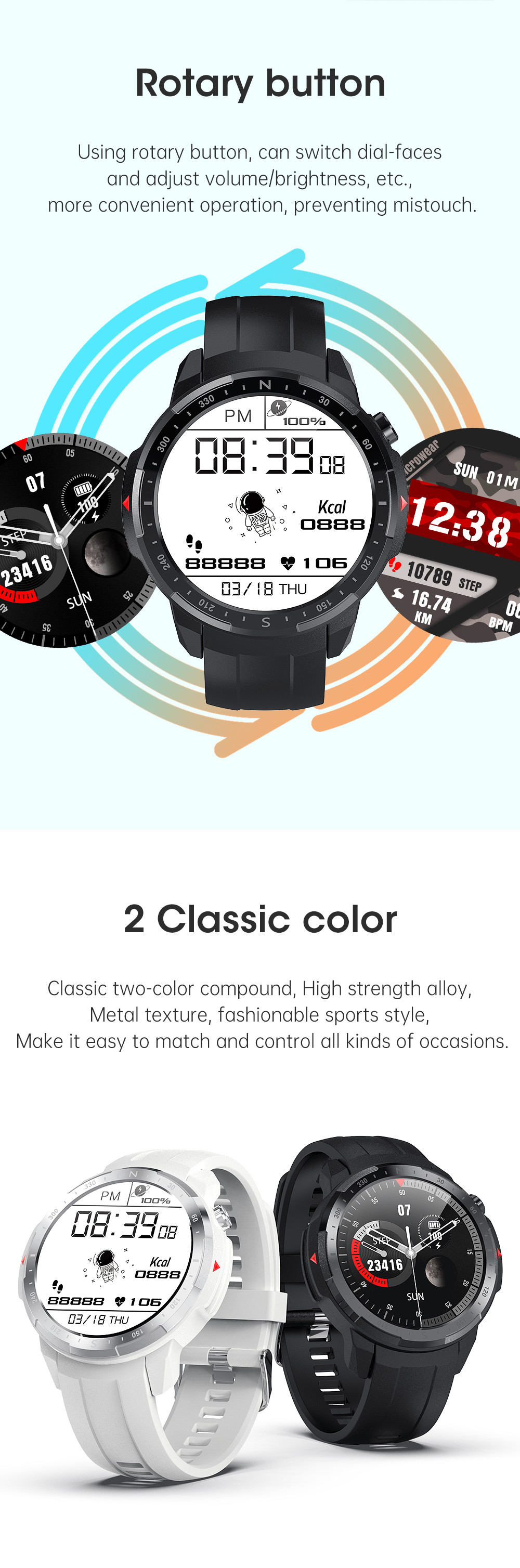 IP68 Waterproof 200mAh Heart Rate Monitor Smartwatch For IOS Android Phone