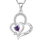 Real Silver I Love You Heart Pendant Necklace Multi Color Heart Cubic Zirconia