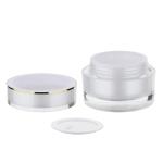 Customizable Transparent Acrylic Jar, White Plastic, Gold - Edged Cap, For Eye
