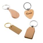 Wholesale Pendant Keychain Blank Beech Wood Rectangle Heart Square Round Oval