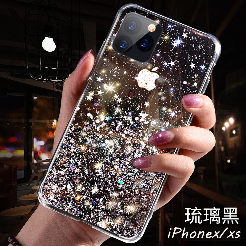 Solid Color TPU Cover Cell Transparent Glitter Epoxy Phone Case for iPhone 11 Pro Max