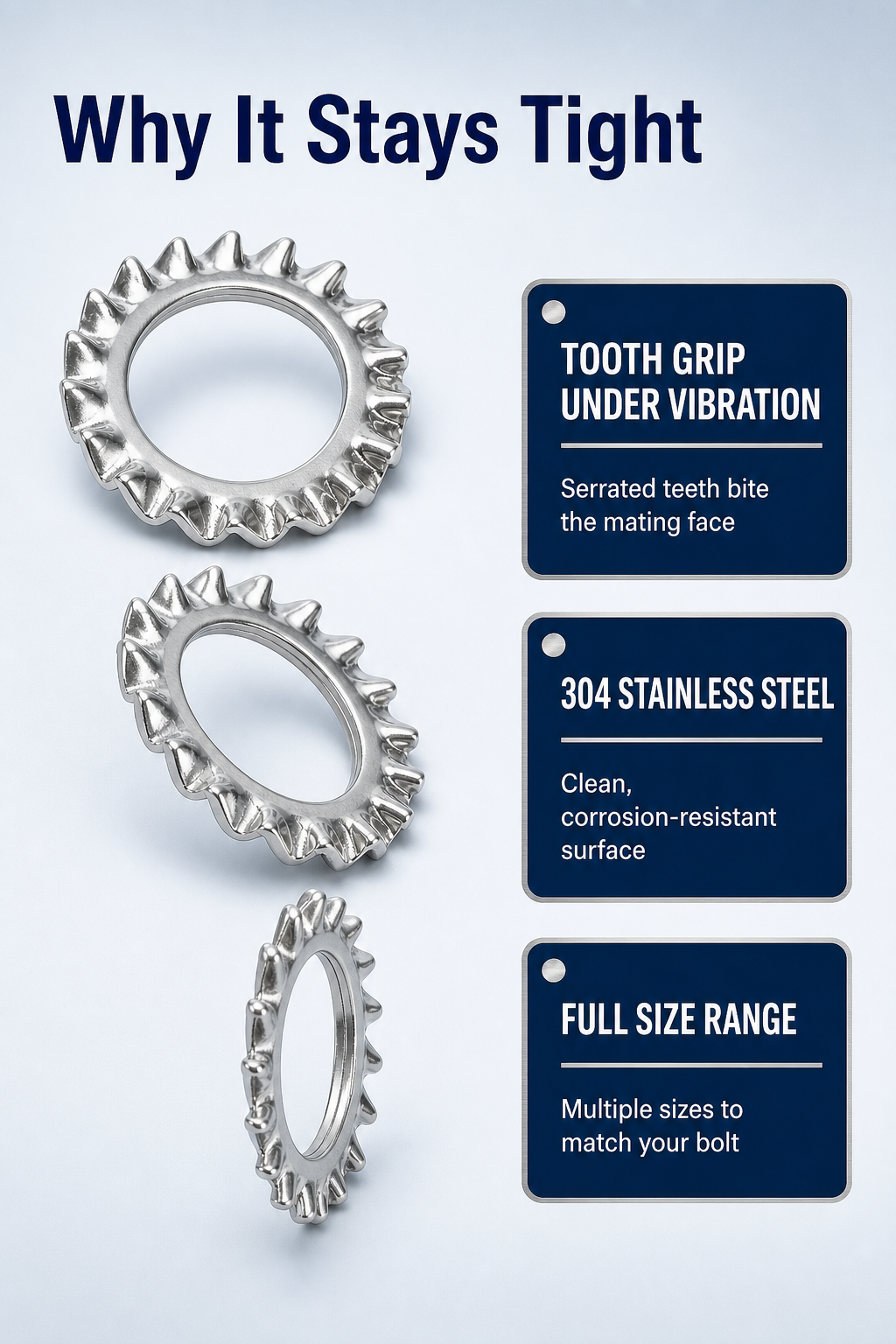 304 stainless steel multi-tooth locking washer internal and external serrated locking washer M6/M8/M10 fastener