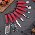 Premium Kitchen Gadget Set Stainless steel Utensils with Soft Touch Red Handles