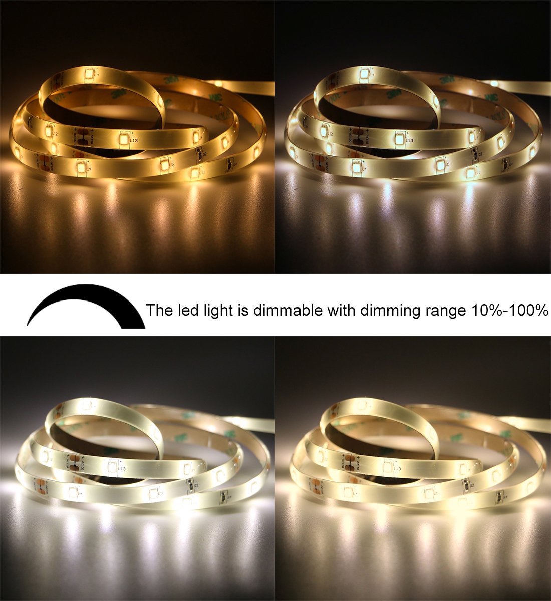 Motion Activated LED Dimmable Strip Lights with PIR Sensor