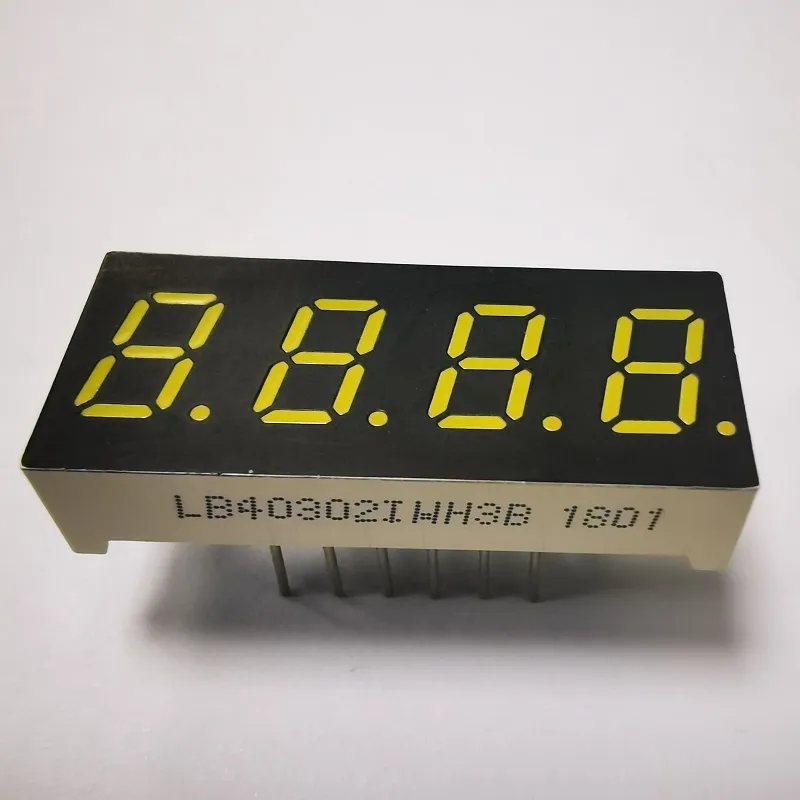 Ultra White 7.62mm 4 Digit 7 Segment LED Display Common Anode for Temperature Indicator