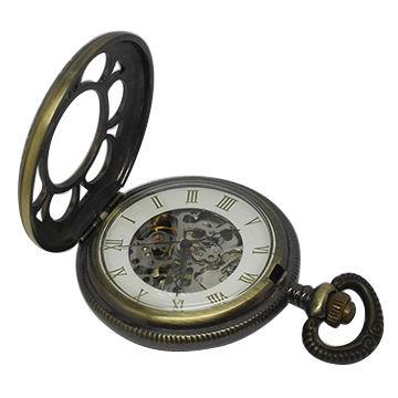 Mechanical Automatic custom Gold Pocket Watches round shape , CE ROHS certificat