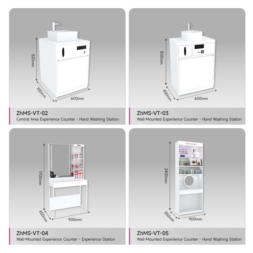 White Skincare Experience Table Experience Counter with Washing Station for Retail Shop Display Furniture