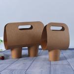 Biodegradable 2 Cup 4 Cup Disposable Coffee Paper Holder Tray Portable Takeout