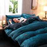 128x70 Fabric Density Flannel Velvet Fleece Bedding Set for Queen/King Size in