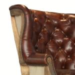 Button Wingback Chair Antique Leather Armchairs With Deconstructed Wheels