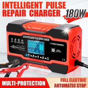 Wholesale 12V 24V 10A 7 Stage Intelligent Pulse Repair Charger With LED Display from china suppliers