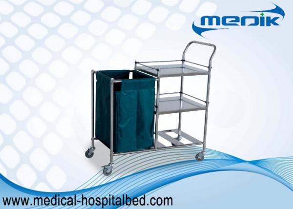 Quality Stainless Steel Dressing Trolley Push Cart With Three Shelves One Bag for sale
