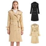 OEM Women'S Classic Double Breasted Mid - Long Cotton Coat With Belt S-3XL