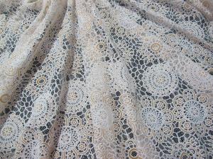 Wholesale White Cotton Polyester Lace Fabric Thick Geometric Burnout Lace for Dress Decoration(CY-DK0023) from china suppliers