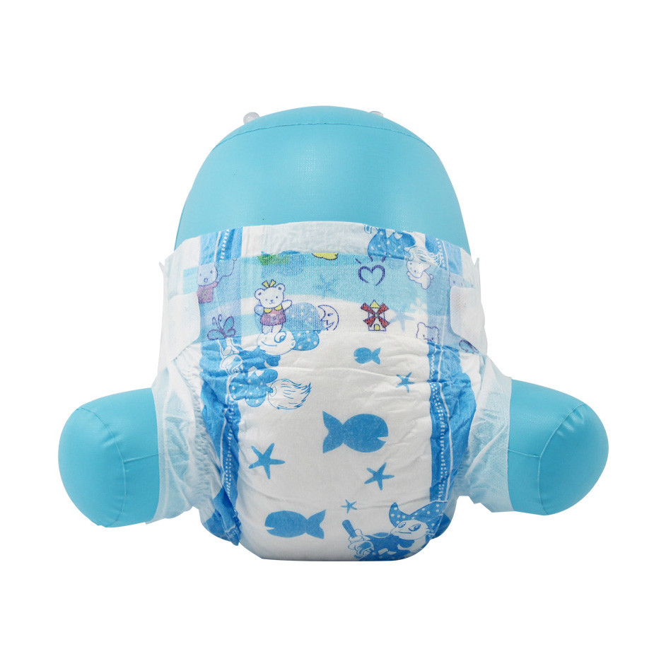 Ultra Thin 3D prevention leakage Disposable Baby Diapers with Green Blue ADL