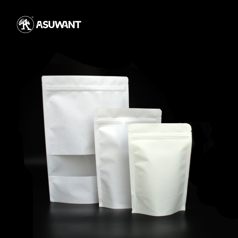 Clear Window White Printed Kraft Paper Bags Food Natural 25KG Customized Logo