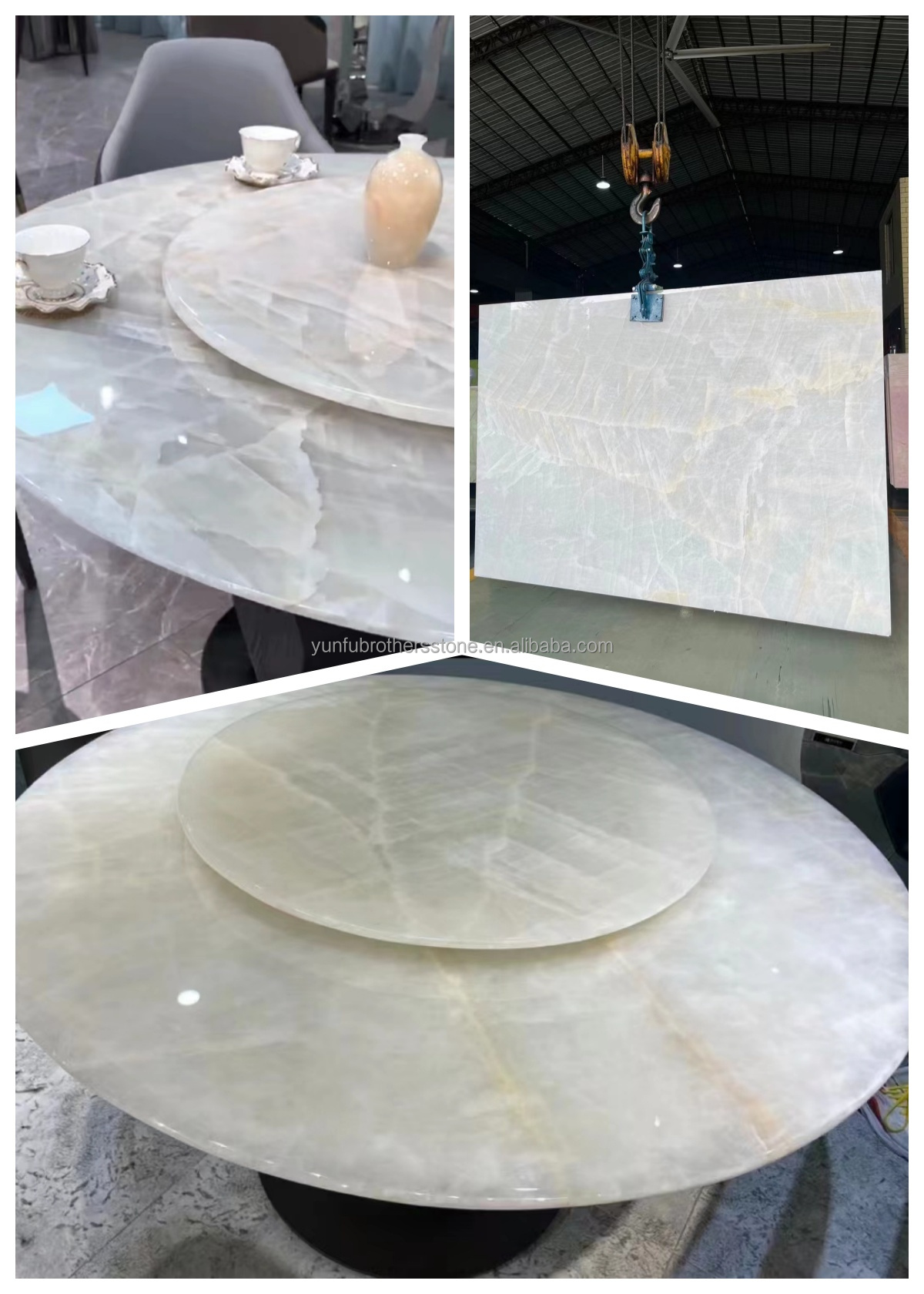 Natural Translucent Ice Age Onyx Marble Slab for Backlit Wall Panel Table Top in Hotels