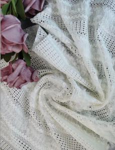 China White Bridal Embroidered Lace Fabric Elegant Wedding Gown Dress Fabric on sale