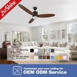 Dimmable LED 52 Inches Solid Wood Ceiling Fan Light With Smart App Control
