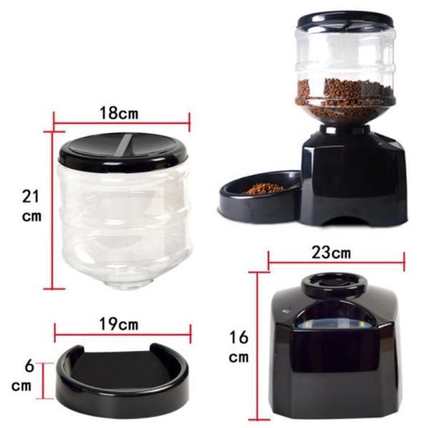 Capacity 5.5L Automatic Pet Feeder , Pet Food Dispenser Multifunction Black Color