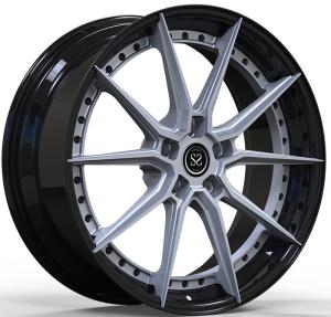 Wholesale Machined Face 2 PC Gloss Black Forged Alloy Wheels Sputtering Staggered 20 and 21 inches from china suppliers