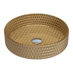 45mm Crystal Glass Wash Basin Gold Color Cylindrical Shape Bathroom Vanity Sink