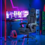 Ergonomic High Back Video Game Chair with Footrest and Massage Lumbar Support