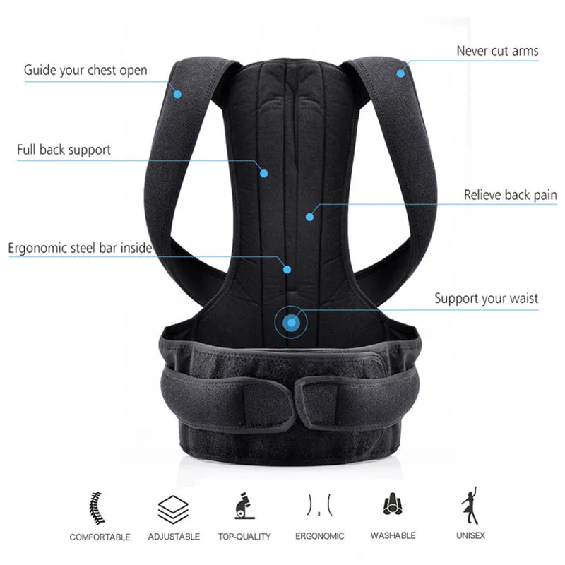 Men and Women Posture Belt Brace Clavicle Support Stop Slouching Hunching Adjustable Back Trainer Posture Corrector